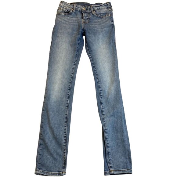 True Religion Womans Jeans Size 25 Stella Mid Rise Skinny Blue Denim Cotton Stre - Picture 1 of 15